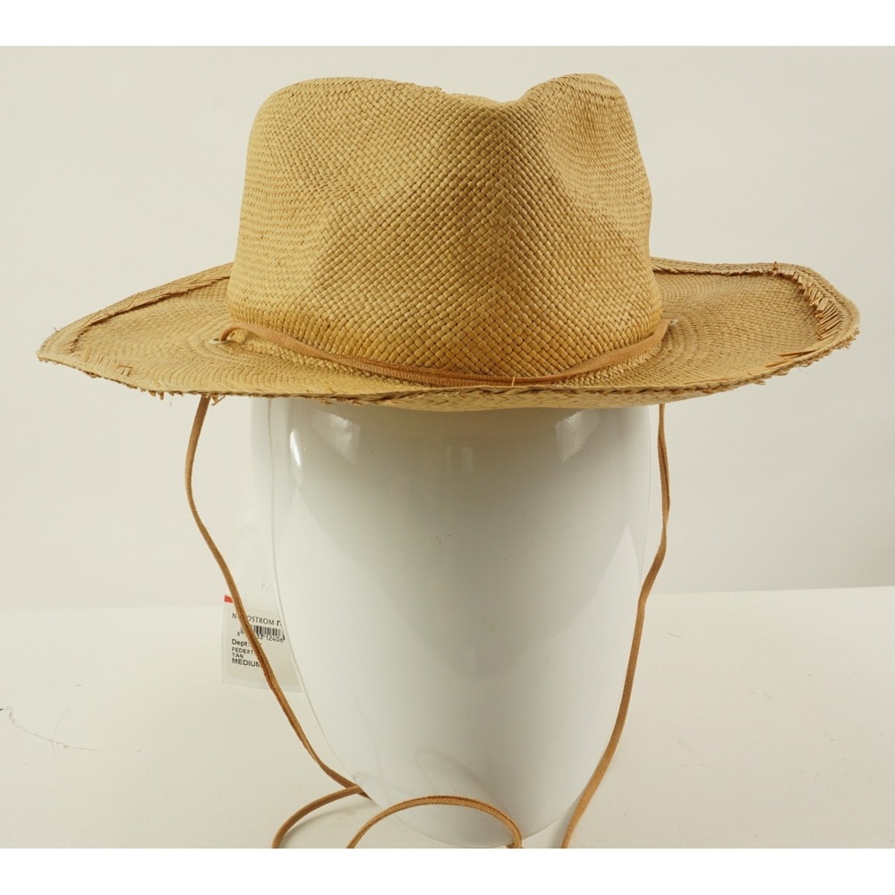 New Modern Monarchie Wide Brim Panama Fedora Straw Hat Sz Medium Tan Adjustable